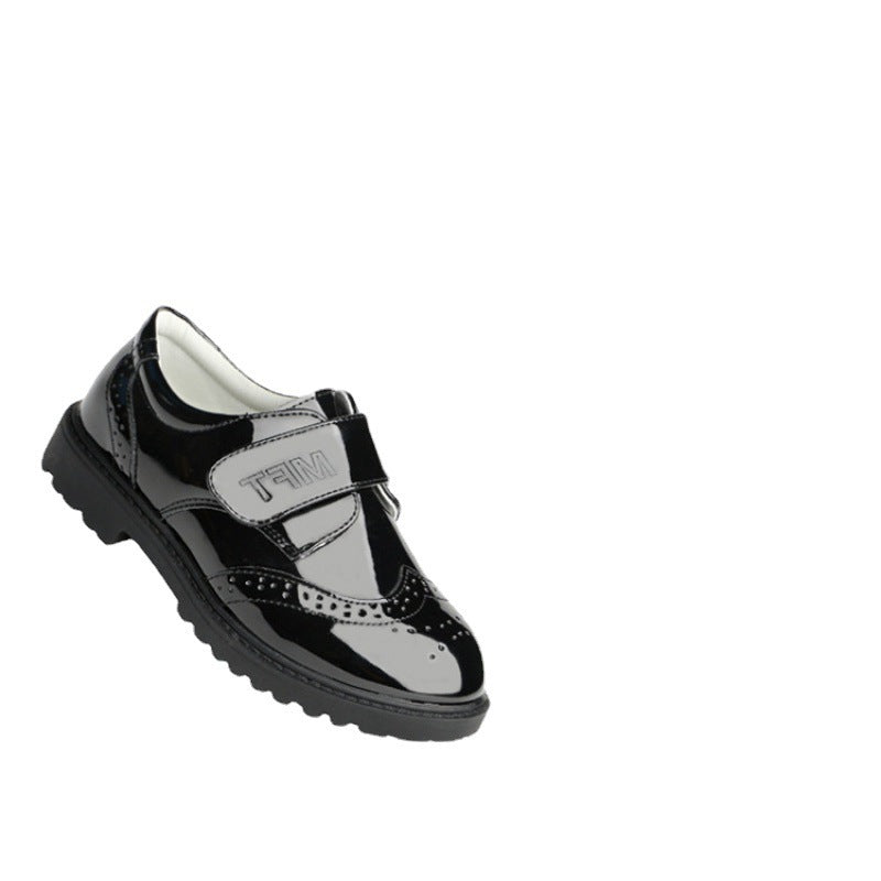 Boys Leather Shoes Student Campus Black British Style