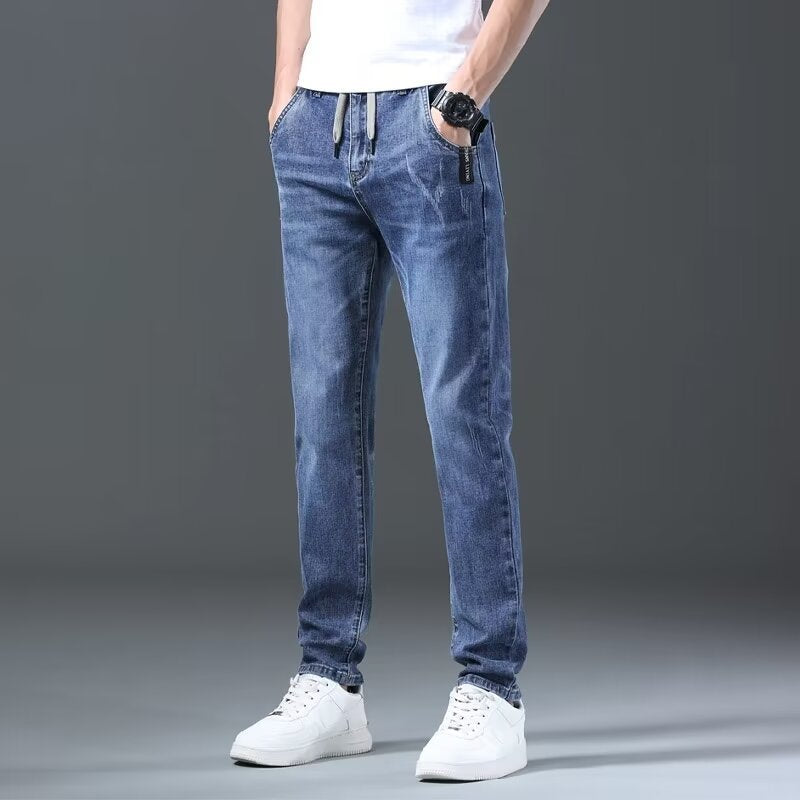 Jeans Men's Straight Loose Elastic All-matching Long Pants