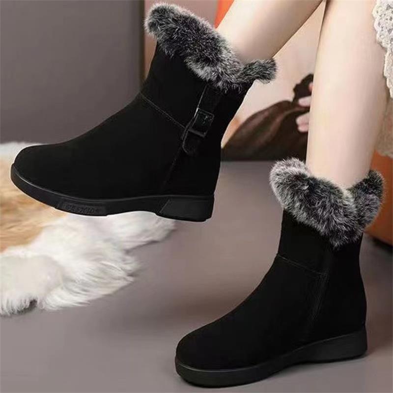 Retro Warm Winter Fleece-lined New Flat Ankle Boots Non-slip Fluffy Cotton Shoes