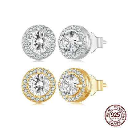 S925 Sterling Silver White Gold Plated Light Luxury All-match Stud Earrings Ornament Women