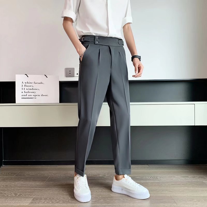 Men's High-waisted Trousers Draping Spring And Autumn High-grade Straight Pants