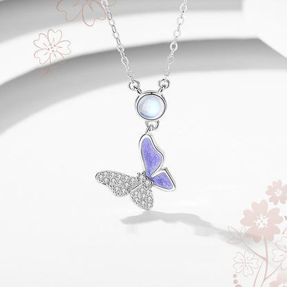 Female 925 Silver Forest Personalized Glass Butterfly Necklace