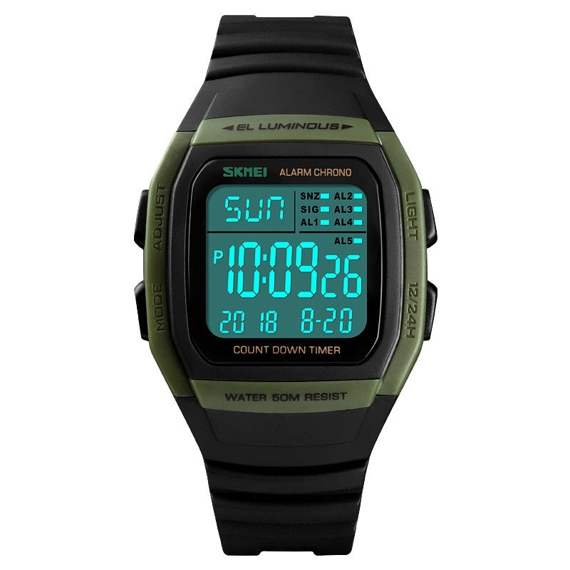 Electronic Watch Square Sports Double Time Multifunctional Watch Factory