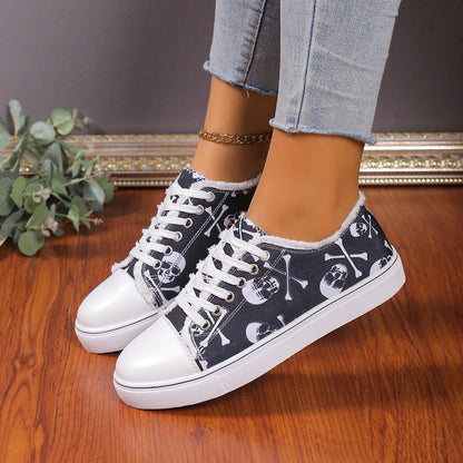 Versatile Flat Bottomed Student Lace Up Canvas Shoes